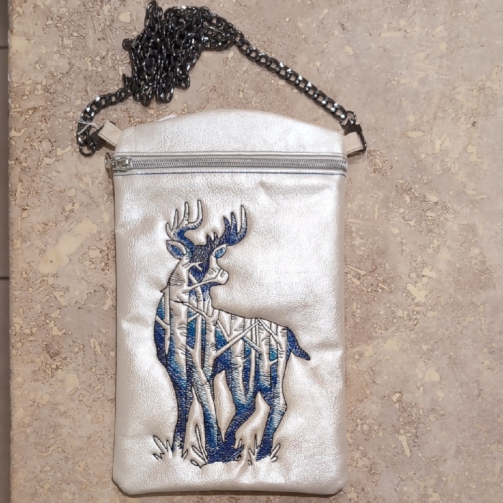 Silver Crossbody Bag with Deer Design